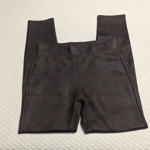 HUE Brown Faux Suede Leggings Pants Mid Rise Women's Size Medium